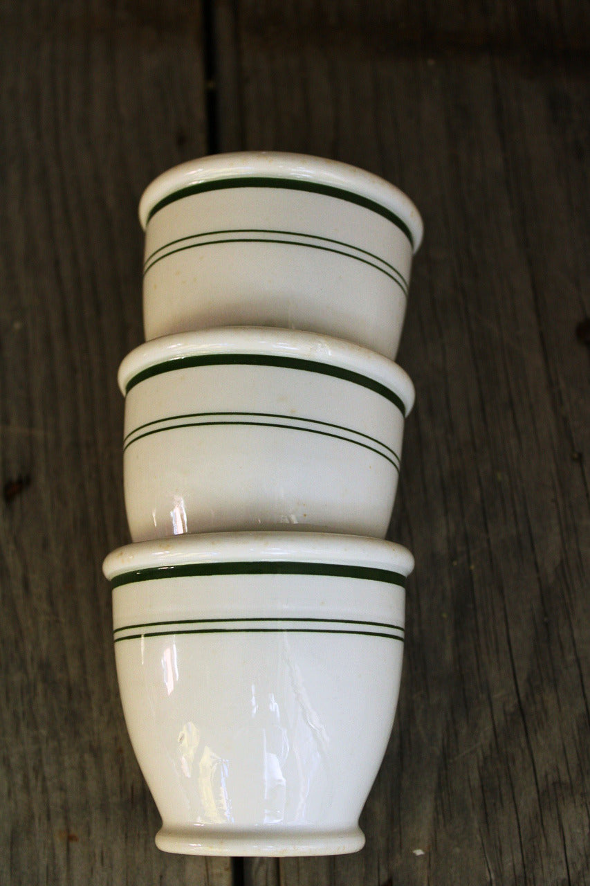 McNicol Green-Banded Footed Bowls · Set of 3